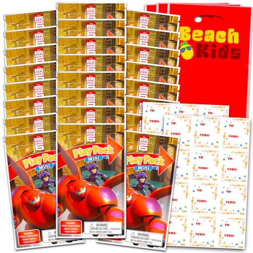 Disney Big Hero 6 Valentinstagskarten für Kinder und Schule, 24 Stück, Big Hero 6 Aktivitäts-Sets mit Etiketten, Valentinstagsgeschenke für Kinder, Klassenzimmer, Party, Austauschpaket von Disney
