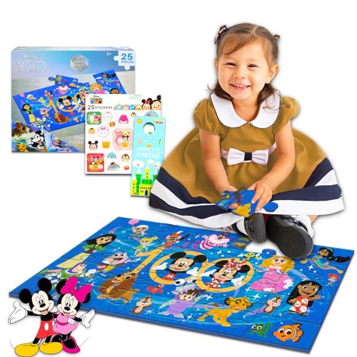 Disney Bodenpuzzle mit Micky Maus Spielzeuggeschichte Disney Prinzessin Autos | 25-teiliges riesiges Disney 100 Puzzle für Kinder von Disney