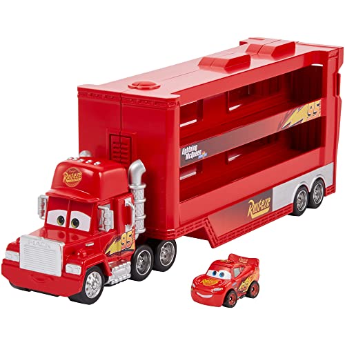 Disney Pixar Cars GNW34 - Mini Racer Transporter Sortiment mit Mini Fahrzeug, Spielzeug ab 4+ Jahren, Mack, Rot von Mattel