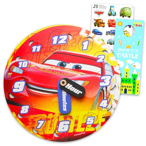 Disney Cars Uhr Puzzle-Sortierspiel für Kleinkinder, Kinder - Lernspielzeug-Bündel mit Lightning McQueen Holzuhr, Aufklebern, mehr | Disney Autos Zeiterzählung Lehrspielzeug aus Holz Disney Cars Uhr Puzzle-Sortierspiel für Kleinkinder, Kinder - Lernspielzeug-Bündel mit Lightning McQueen Holzuhr, Aufklebern, mehr | Disney Autos Zeiterzählung Lehrspielzeug aus Holz von Disney