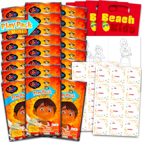 Disney Coco Valentinstagskarten für die Kinderschule, 24 Stück, Kokos-Aktivitäts-Sets mit Etiketten, Valentinstagsgeschenke für Kinder, Klassenzimmer, Party, Austauschpaket von Disney