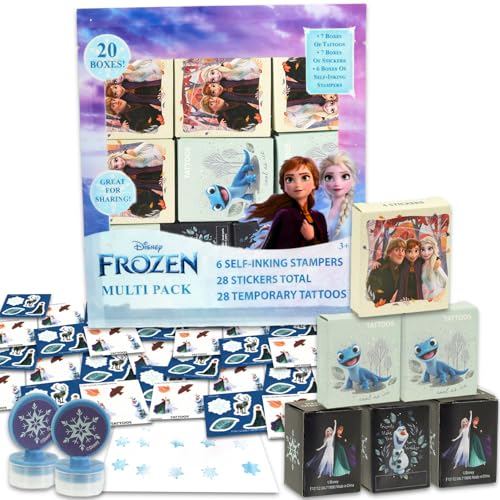 Disney Die Eiskönigin Partygeschenke für 20 Gäste, 20 Stück, Gefrorene Geschenkboxen mit Aufklebern, Tattoos und Stempeln für Kindergeburtstag, Disney Die Eiskönigin Partyzubehör und Dekorationen von Disney