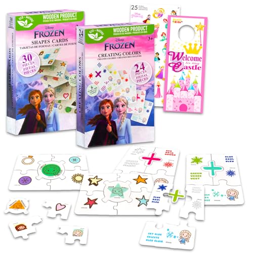 Disney Die Eiskönigin Puzzle-Paare für Kleinkinder – Bündel mit 2 Puzzle-Paaren, Lernkarten, die Farben und Formen lehren, plus Aufkleber, mehr, Disney Die Eiskönigin Lernspielzeug für Kinder im Alter Disney Die Eiskönigin Puzzle-Paare für Kleinkinder – Bündel mit 2 Puzzle-Paaren, Lernkarten, die Farben und Formen lehren, plus Aufkleber, mehr, Disney Die Eiskönigin Lernspielzeug für Kinder im Alter von Disney