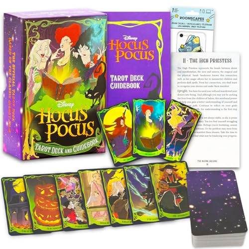 Disney Hocus Pocus Tarotkarten-Geschenk-Set – Paket mit Hocus Pocus Tarot-Deck und Anleitung, plus Handy-Aufkleber-Karte, Geschenke für Mädchen von Disney