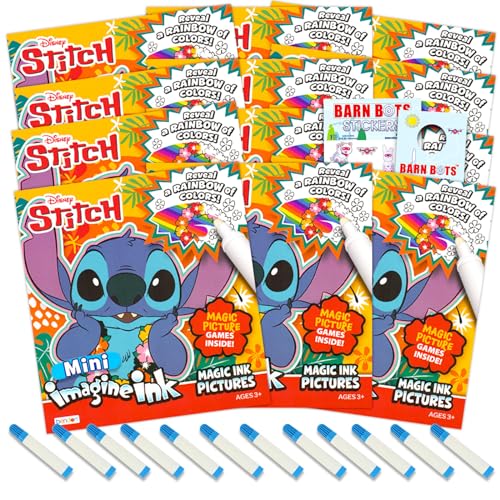 Disney Lilo and Stitch Imagine Tinten-Malbuch-Set für Mädchen und Jungen, 12 x magische Tinten-Aktivitätsbücher mit Aufklebern, Türaufhänger (Stitch Mess Free Partyzubehör) von Disney