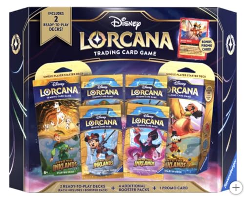 Disney Lorcana Sammelkartenspiel, enthält 2 spielfertige Decks mit je 1 Booster-Pack, plus 4 zusätzlichen Boosterpacks und 1 Promokarte Disney Lorcana Sammelkartenspiel, enthält 2 spielfertige Decks mit je 1 Booster-Pack, plus 4 zusätzlichen Boosterpacks und 1 Promokarte von Disney