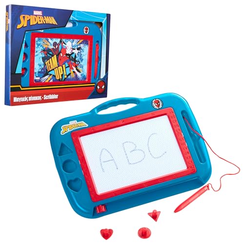 Disney Magnettafel Kinder - Kreativer Spaß mit Stempeln und Stift - Für Kinder ab 3 Jahren - Kinder Geschenke (Blau Spiderman) von Disney