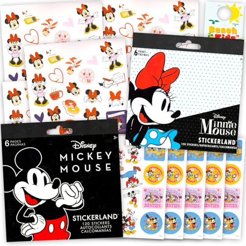 Disney Mickey und Minnie Aufkleber-Set für Mädchen, Kinder – Mickey und Minni Maus Partyzubehör Set mit 12 Aufkleberbögen für Kindergeburtstag, Partytüten von Disney