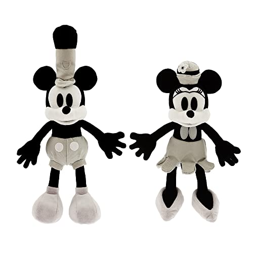 Disney 100 offizielles Mickey & Minnie Mouse Steamboat Willie Plüsch-Set – klassisches Vintage-Design – 26,7 cm Sammelspielzeug für Fans und Kinder von Disney
