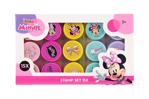 Disney Minnie Mouse Stempel Set 15-teilig | Kinder Bastelset mit 15 Stempeln | Stempelset ab 3 Jahren Junior Lizenzprodukt von Disney