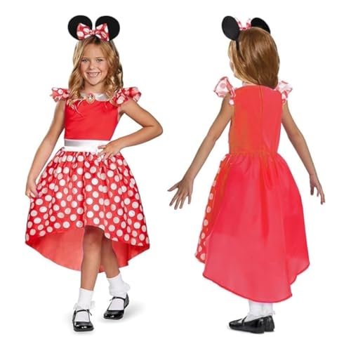 Disney Offizielles Minnie Mouse Kostüm Kinder Rot, Maus Kostüm Kleid Faschingskostüm für Karneval Geburstag Costume Größ S von Disney