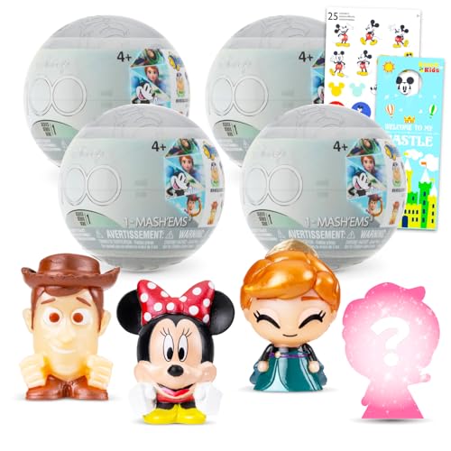 Disney Partygeschenke zum 100. Jahrestag – Paket mit 4 Mash'Ems Blindball-Minifiguren, Mystery-Spielzeug plus Aufklebern, mehr, Disney Squishy-Spielzeug für Kinder, Jungen, Mädchen von Disney