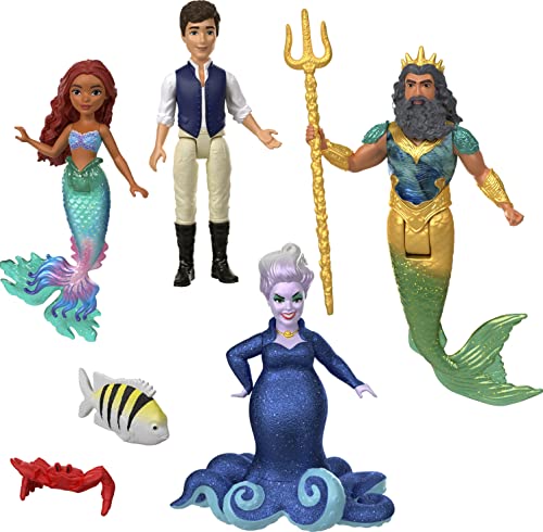 Mattel DISNEY Arielle, die Meerjungfrau - Abenteuerset mit Ursula, Prinz Erik, König Triton und Arielle zusammen mit ihren Freunden Fabius und Sebastian, für Kinder ab 3 Jahren, HLX19 von Mattel