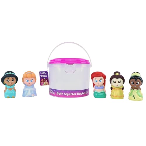Disney Princess – 5-teiliges Bad-Spritz-Eimer-Set, Badespielzeug für Baby und Kleinkinder, inklusive Organizer-Eimer, zum Aufbewahren von Wasserspielzeug von Disney