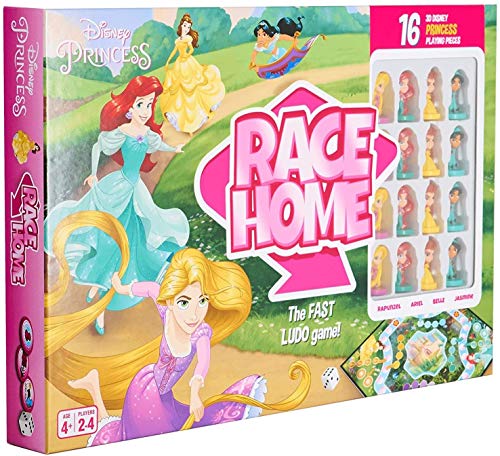 Disney Princess Offizielles Race Home Brettspiel, Spielen Sie mit 16 Prinzessinnen, darunter Ariel, Cinderella, Jasmin und Belle, für bis zu 4 Spieler, ab 4 Jahren von Disney