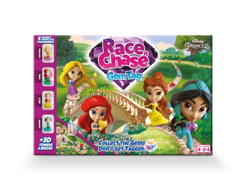 Disney Princess Race N Chase Brettspiel, 4 x Prinzessinnenspielteile enthalten, Belle, Ariel, Rapunzel & Jasmin, tolles Geschenk für Kinder, ab 4 Jahren von Disney