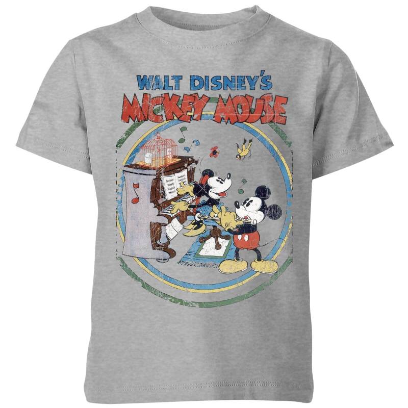 Disney Retro Poster Piano Kinder T-Shirt - Grau - 5-6 Jahre von Disney
