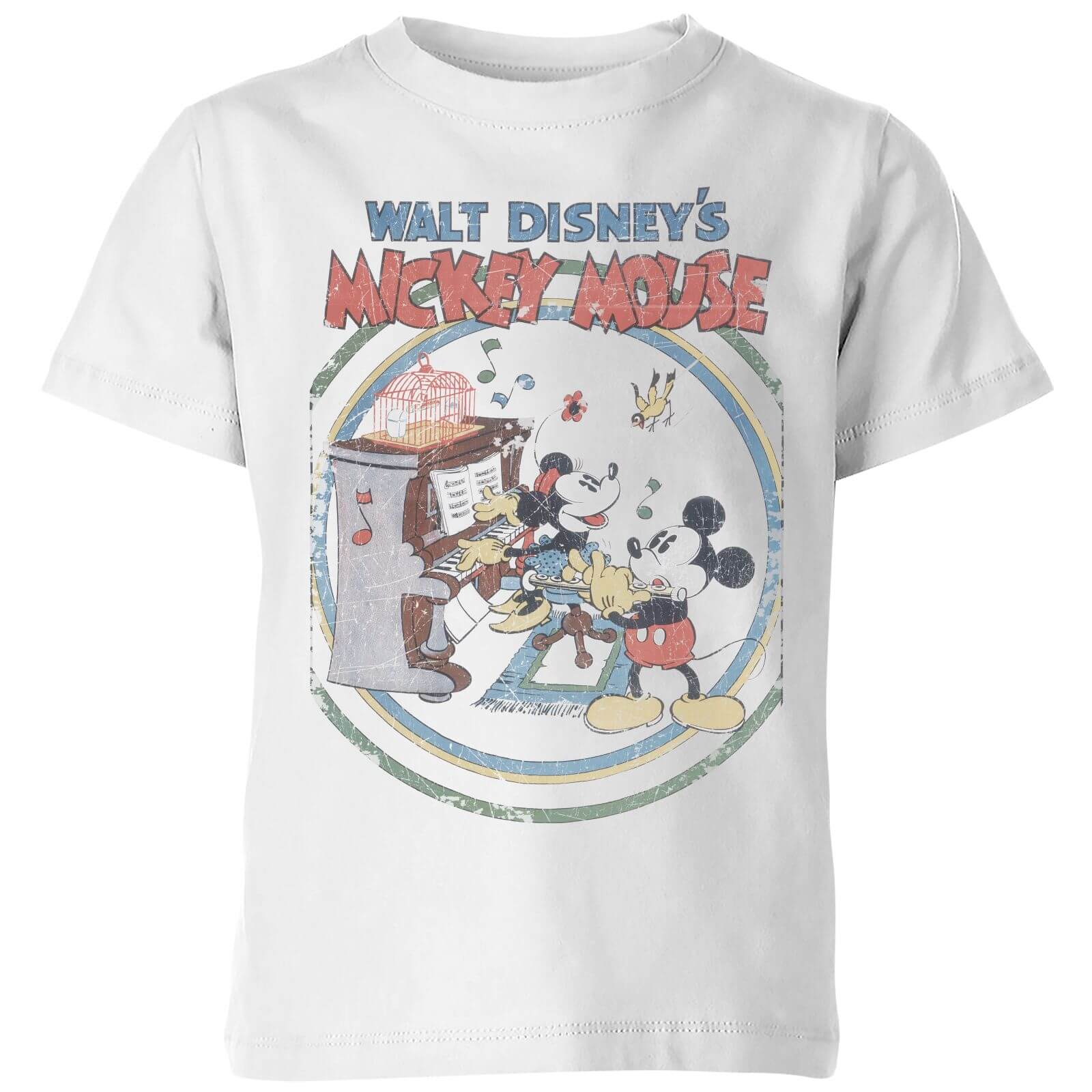 Disney Retro Poster Piano Kinder T-Shirt - Weiß - 11-12 Jahre von Disney