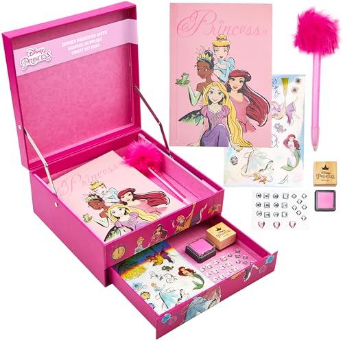 Disney Scrapbook Schreibwaren Set, Lilo und Stitch Frozen Scrapbook Stickers, Stifte Kinder, Notizbuch Mädchen Geschenke (Rosa Prinzessinnen) von Disney