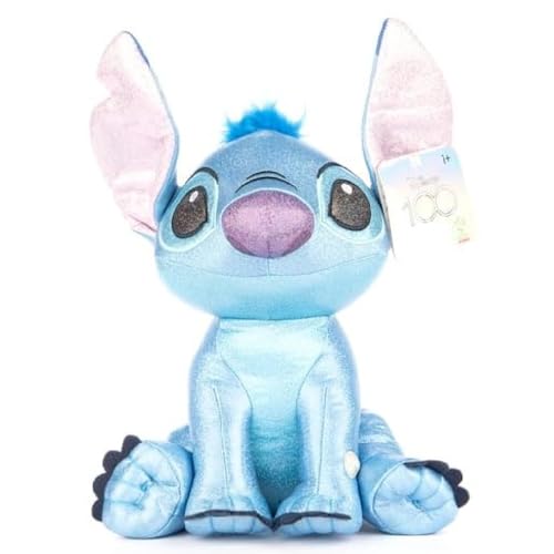 Disney Stitch Glitter Kuscheltier mit Sound - Lilo und Stitch - Farbe Hellblau - Höhe 28 cm von Disney