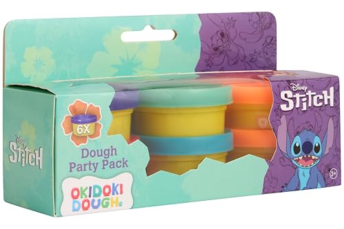 Disney Stitch Knete Party Pack | 6X Bunte Knetdosen | Kreatives Spielzeug für Mädchen | Ungiftige Knetmasse für Kinder | Bastelspaß Motiv | Play Dough Lilo & Stitch von Disney