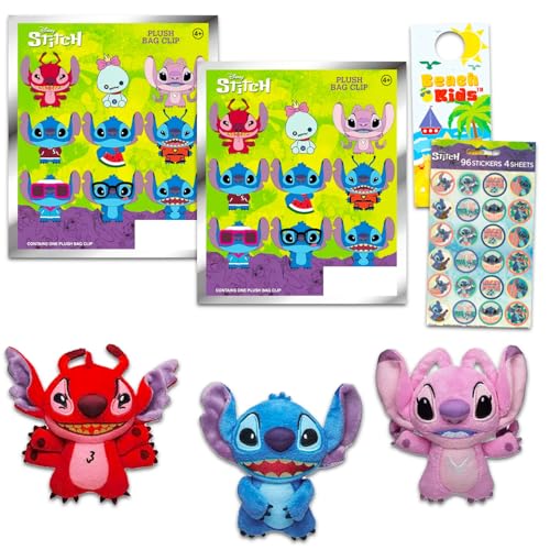 Disney Stitch Plüsch-Blindtaschen-Set – Bündel mit 2 Stich- und Engel-Mini-Plüschtieren plus Aufklebern für Kinder, Jungen, Mädchen, Disney Stich-Goodie-Bags von Disney