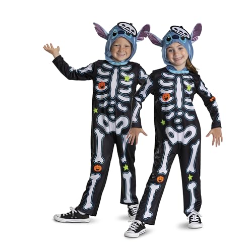 Disney Stitch Skelett klassisches Kostüm von Disguise für Kinder, offiziell lizenziertes Lilo & Stitch Kostüm für Halloween, Partys und Verkleidungsspaß von Disney