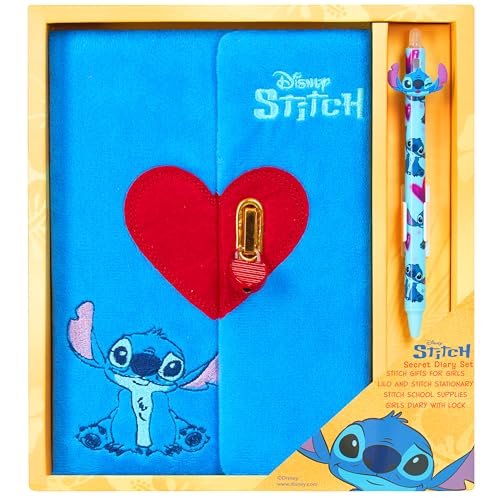 Disney Stitch Tagebuch mit Schloss und Schlüssel - Geschenke für Mädchen von Disney