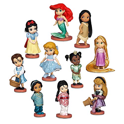 Disney Store Animators' Collection, 10 Teile, mit Glitzer besetzte Kleider, u. a. mit den Puppen Belle, Prinzessin Jasmin und Cinderella, für Kinder ab 3 Jahren geeignet von Disney Store