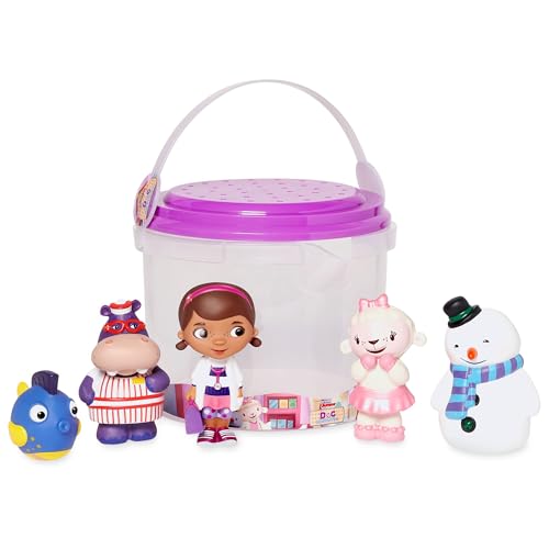 Disney Store Offizielles Badespielzeugset für Kinder, Doc McStuffins, 5 Teile, Spielset Enthält Eimer mit Siebdeckel und Fünf Figuren, Geeignet ab 6 Monaten von Disney Store