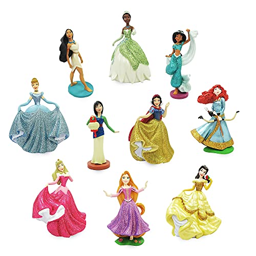 Disney Store Figurenspielset mit 10 Figuren, Prinzessinnen in klassischen Ballkleidern mit Glitzerverzierung, Belle, Prinzessin Jasmin, Cinderella und viele mehr, für Kinder ab 3 Jahren von Disney