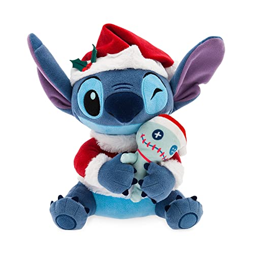 Disney Store Offizielles mittelgroßes Kuscheltier Stitch, Lilo & Stitch, 24 cm, Kuscheltier, Kleiner Außerirdischer im Weihnachtsmannkostüm mit Hut und Stickereien, geeignet ab 12 Monaten von Disney Store