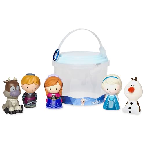 Disney Store Offizielles Badespielzeugset „Die Eiskönigin – Völlig unverfroren“, 5-teilig, enthält Figuren von Anna, ELSA, Olaf, Sven und Kristoff mit Aufbewahrungseimer, geeignet ab 12 Monaten von Disney Store