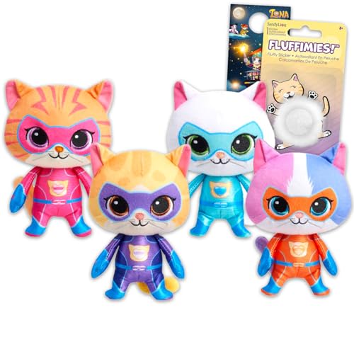 Disney Super Kitties Plüschtier-Set – 4er-Pack mit 15,2 cm großen Plüschtieren für Kinder, Mädchen mit Bitsy, Ginny, Sparks, Buddy Plus-Aufklebern | Disney Super-Kätzchen-Puppen aus Plüsch von Disney
