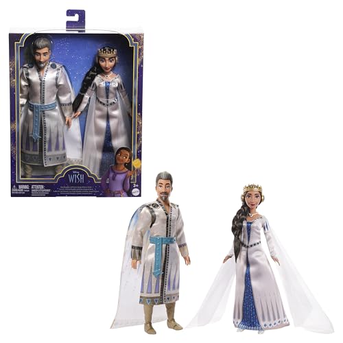 Mattel Disneys Wish, König Magnifico und Königin Amaya von Rosas, 2er-Pack, posierbare Modepuppen mit abnehmbaren Outfits, HRC18 von Mattel