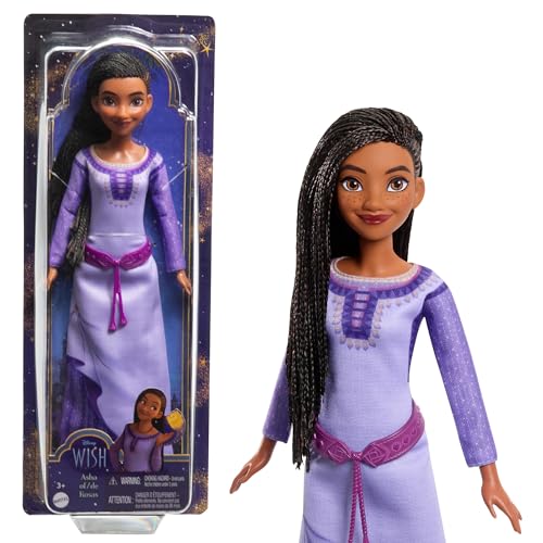 Mattel Disneys Wish Asha von Rosas bewegliche Modepuppe mit natürlichem Haar, inklusive ausziehbarer Kleidung, Schuhen und Accessoires, HPX23 von Mattel