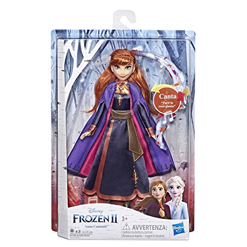 Hasbro Disney Frozen- Anna Cantante Elektronische Puppe mit Kleid, inspiriert von Film Frozen 2, mehrfarbig, E6853IC0 von Hasbro