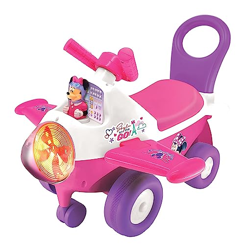 Kiddieland Disney Animated Lights: Minnie Mouse Activity Plane Kids Interactive Push Toy Car, Foot to Floor, Toddlers, Ages 12-36 Months, Large von Disney