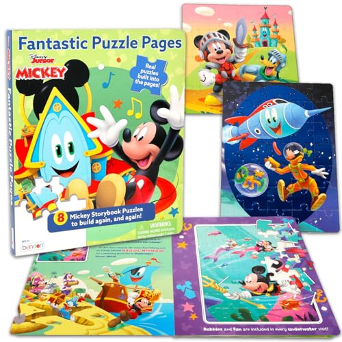 Mickey-Maus-Clubhaus-Puzzlebuch, 5er-Pack, ab 200 Jahren, Alter 4–6, 3–5 Jahre, Micky-Funhouse-Puzzles für Kinder, 5 einzigartige Disney Puzzles im Geschichtenbuch von Disney
