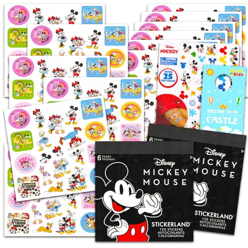 Mickey Mouse Aufkleber Partygeschenk-Set – Paket mit 120 Micky-Maus-Aufklebern für Kinder, Jungen, Mädchen plus Bonus-Tattoos, mehr | Micky-Maus-Aufkleberbuch von Disney