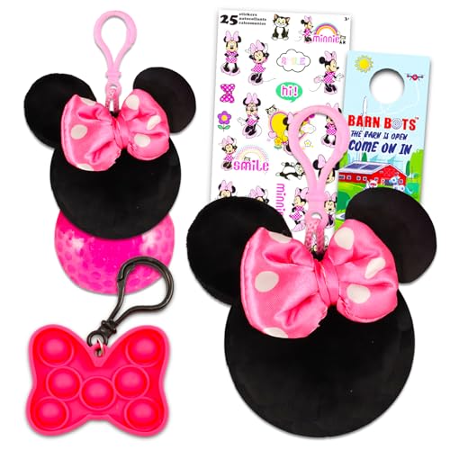 Minnie Mouse Schlüsselanhänger für Kinder – Bundle mit 2 Minnie Mouse Fidget Toy Schlüsselanhängern plus Aufklebern, mehr | Minnie Mouse Pop Fidget Toys für Mädchen von Disney