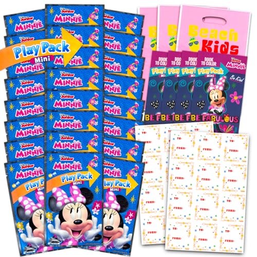 Minnie Mouse Valentinstag Klassenzimmer Geschenkaustausch – 24 Mini-Malbücher mit Buntstiften, für und von Aufklebern, für Kinder, Jungen, Mädchen von Disney