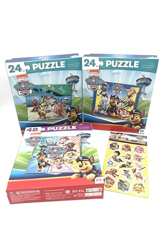 Nickelodeon Paw Patrol Puzzle-Set, 2–24 Teile & 1–48 Teile Puzzle, Bonus Paw Patrol Aufkleber – tolles Geschenk für Kinder von Disney