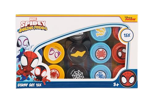 Spidey und Seine Super-Freunde Stempel Set für Kinder | 15x Marvel Stempelspielzeug | Bastelset ab 3 Jahren | Stempelbox für Kindergeburtstag, Basteln & Mitgebsel von Disney
