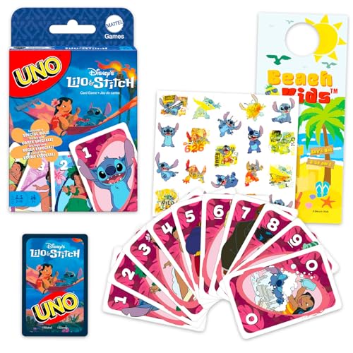 Stitch UNO Kartenspiel-Set – Bündel mit Disney UNO Deck für Kinder plus Aufkleber, mehr | Lilo und Stich Kartenspiel für Kinder, Familienspielabend Stitch UNO Kartenspiel-Set – Bündel mit Disney UNO Deck für Kinder plus Aufkleber, mehr | Lilo und Stich Kartenspiel für Kinder, Familienspielabend von Disney