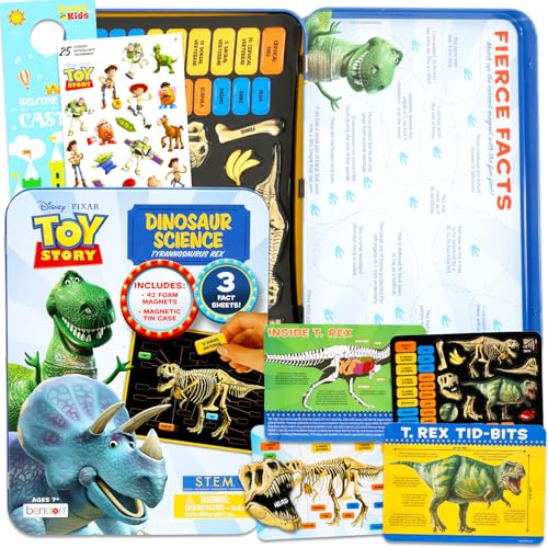 Toy Story Dinosaurier Science STEM Magnetische Lernaktivität – Toy Story Magnete Blechpaket mit Aufklebern, mehr | Dinosaurier-Lernset für Kinder von Disney