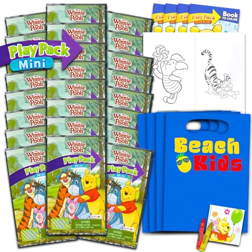 Winnie Puuh Mini-Party-Set für Kinder – Paket mit 24 Mini-Spielpackungen mit Winnie Puuh Grab n Go Spielpackungen mit Malseiten, Aufklebern und mehr von Disney
