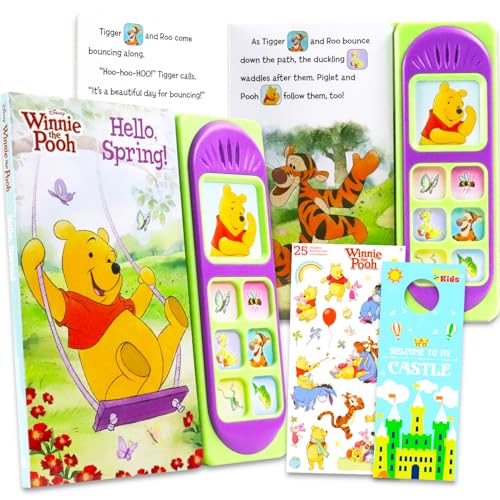 Winnie Puuh Soundbuch für Kleinkinder – Winnie Puuh Aktivitätsbuch-Set mit interaktivem Lern-Soundbuch plus Aufklebern, Türaufhänger | Winnie Puuh Geschenke für Kinder von Disney