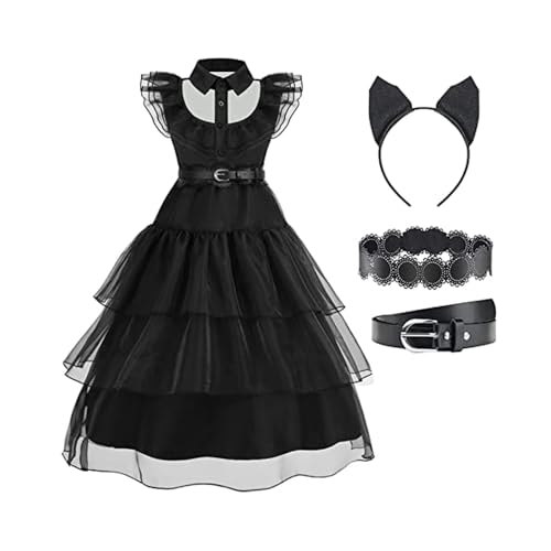 Disnnie Wednesday Kostüm für Kinder - Mädchen Halloween Karnival Kosplay Kostüme Gothic Wednesday Kleid mit Zubehör, 13-14 Jahre, Schwarz Disnnie Wednesday Kostüm für Kinder - Mädchen Halloween Karnival Kosplay Kostüme Gothic Wednesday Kleid mit Zubehör, 13-14 Jahre, Schwarz von Disnnie