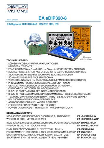 Display Elektronik Grafik-Display Weiß 320 x 240 Pixel (B x H x T) 137.80 x 105.30 x 11.6mm von Display Elektronik